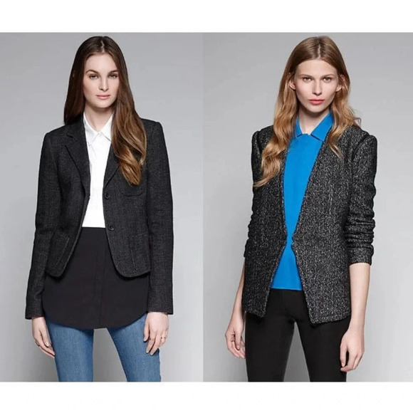 THEORY EUC Black White Colorblock Button Front Top - Picture 7 of 7